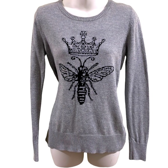 Merona Sz L Gray Sweater Queen Bee With 
